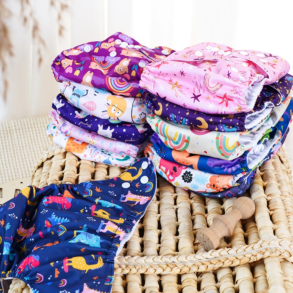 Elinfant 3 Pcs/Set Baby Cloth Diapers Waterproof Pul Suede Cloth Inner Baby Nappys Fashion Prints Set Diaper Fit 3-15KG Baby