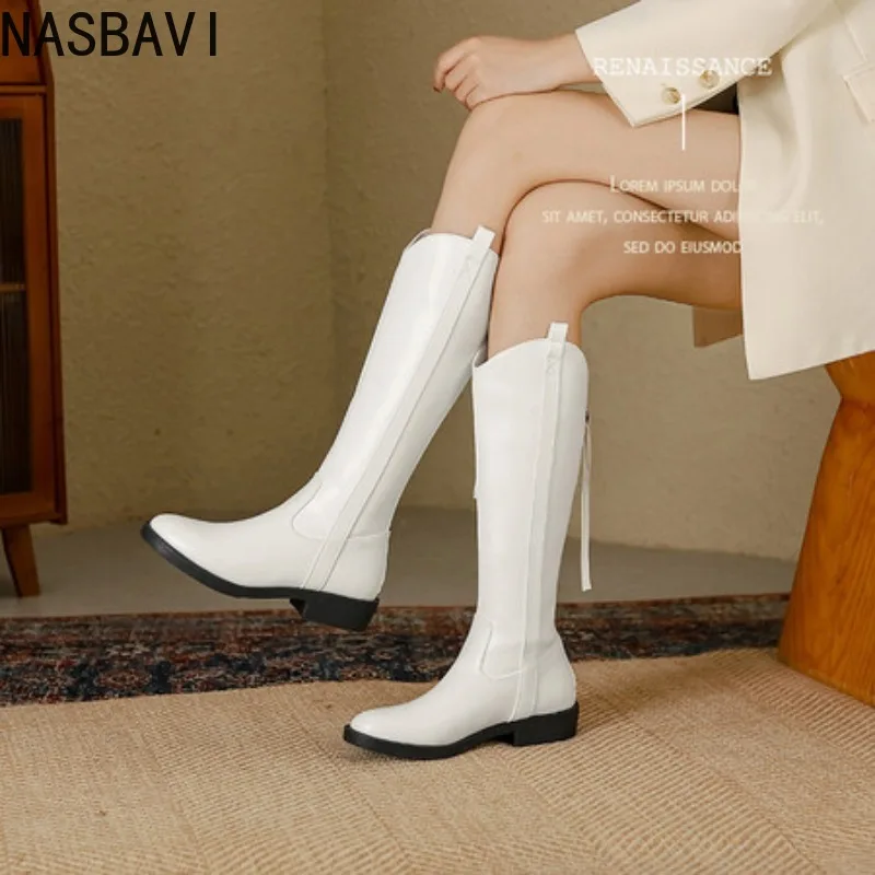 

NASBAVI Botas De Mujer 2025, большой размер 43, женские ботинки, модные осенне-зимние плюшевые теплые черные, белые длинные ботинки на платформе на молнии
