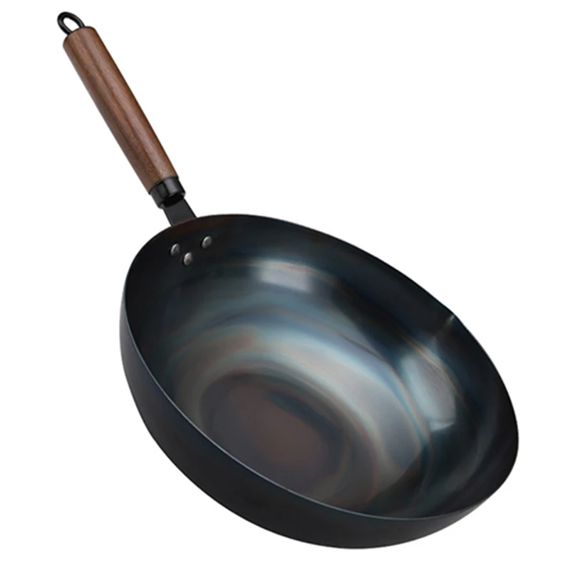 Chinese Frying pan old style manual forging iron pan non stick no coating pan flat bottom gas induction cooker general purpose