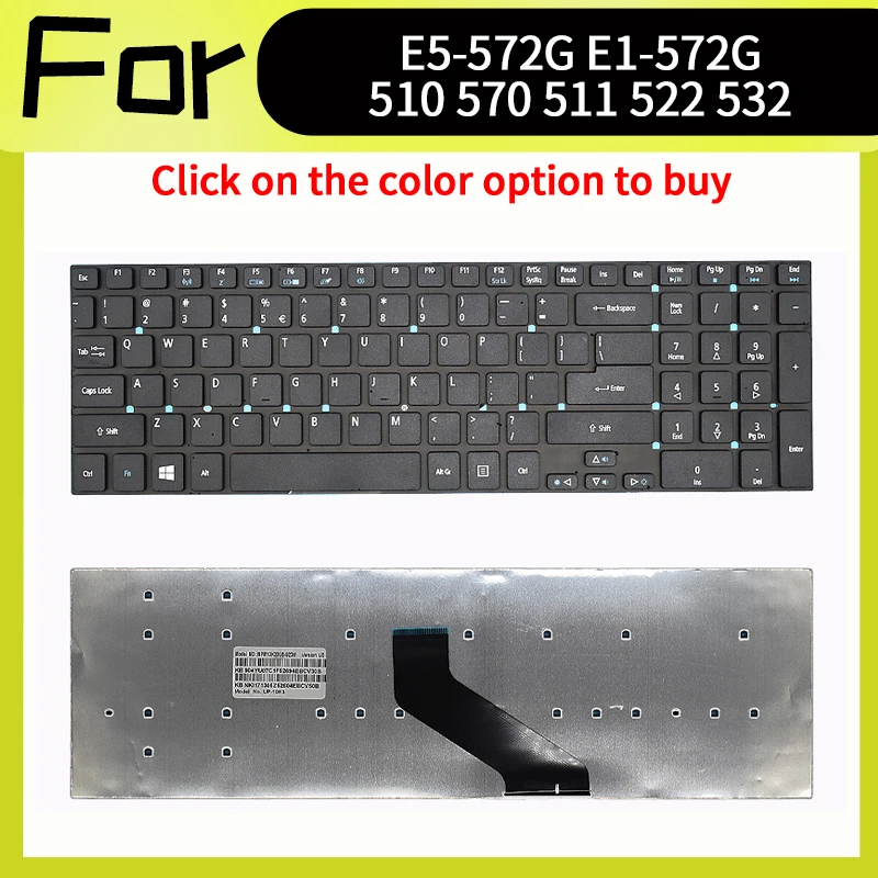 US Replace Keyboard For E5-572G E1-572 E1-510 E1-570 E1-511 E1-522 E1-532 V5WE2 5830TG 5755G V3-571G/771G/551G