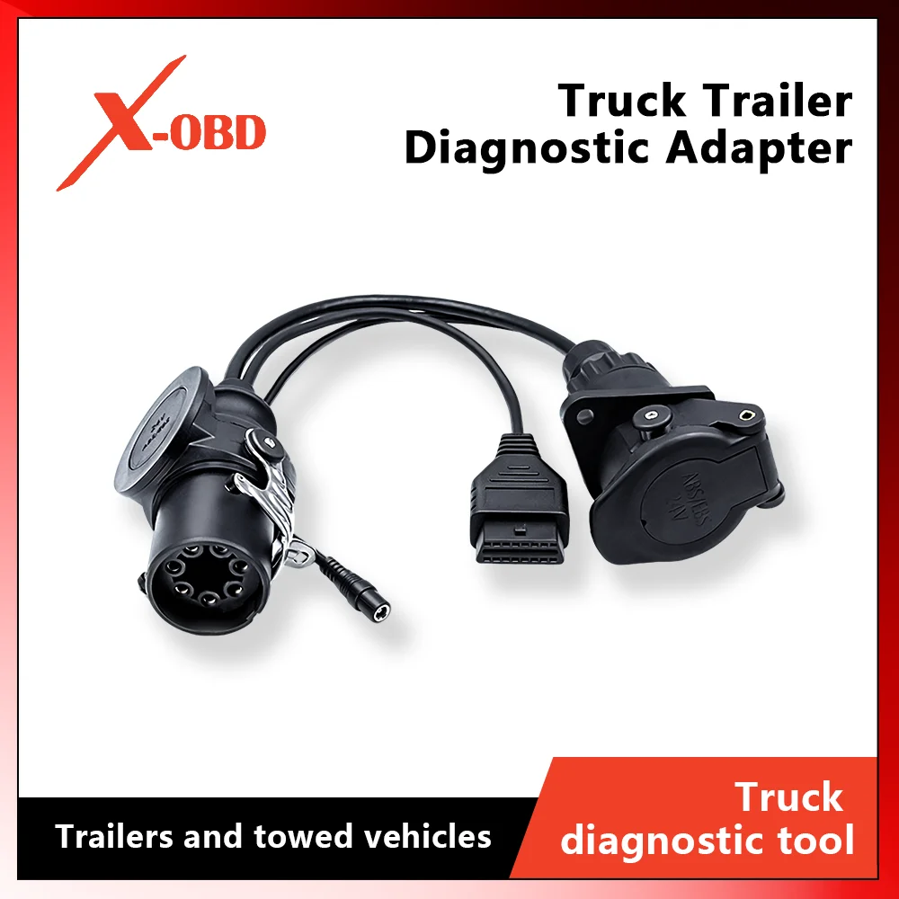 X-OBD ISO 7638 Trailer ABS EBS Diagnostic Cable-7-Pin OBD2 Adapter for Knorr Bremse, Bosch, Wabco, Autel, Autocom-External Power
