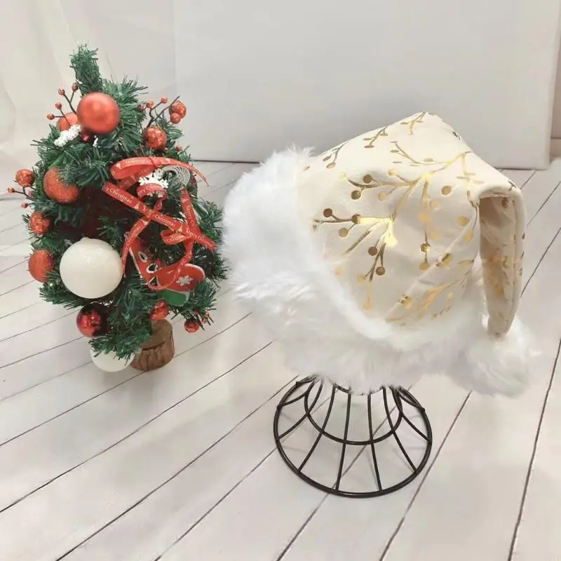 N7YF kerst vergulden patroon hoed unisex volwassen kinderen kerstmas kerstvakantie hoed voor feestelijke feestnieuwjaar