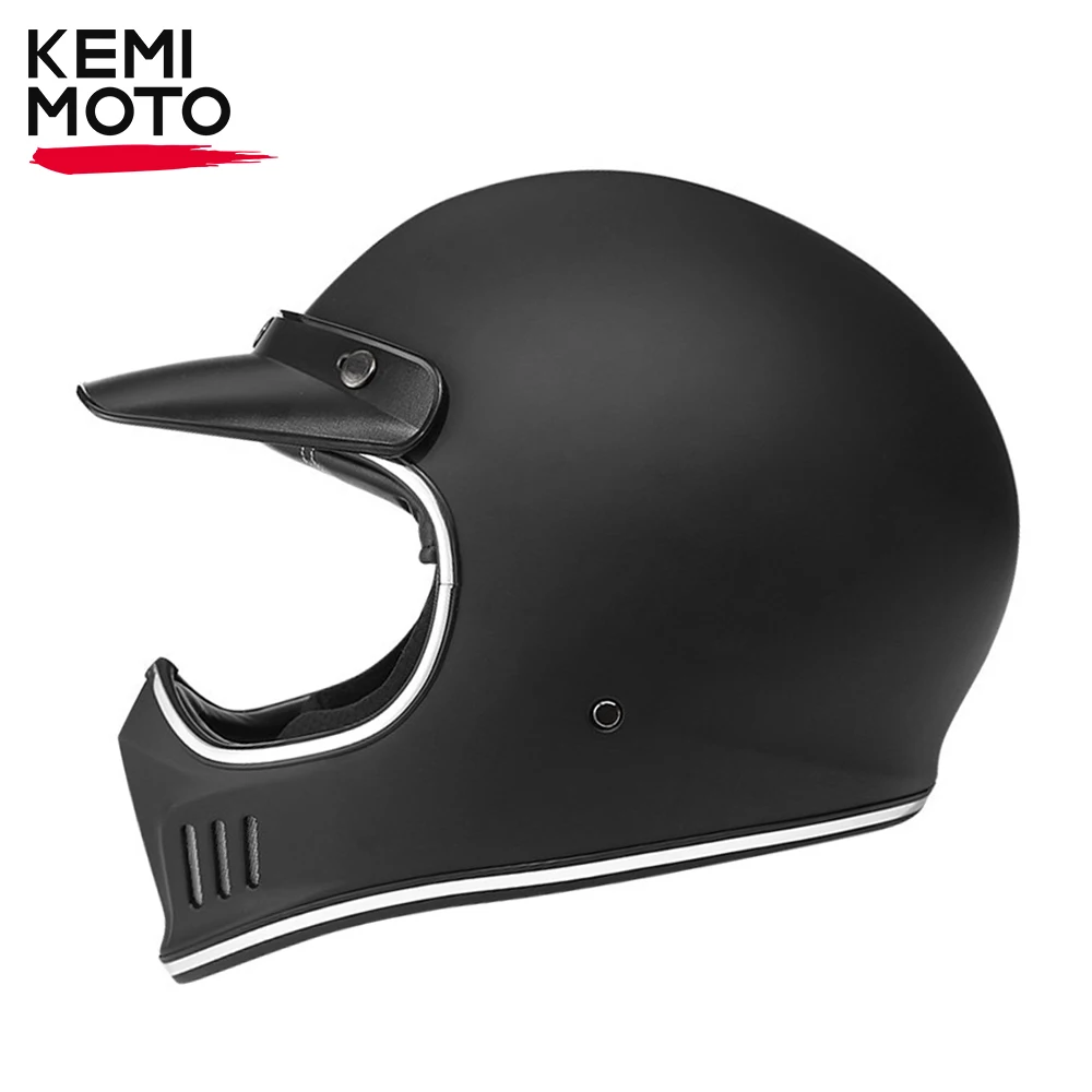 

Motorcycle Helmet Full Face DOT Certification Man Vintage Retro Moto Helmets Breathable Safety Double Lens Motocross Motorbike