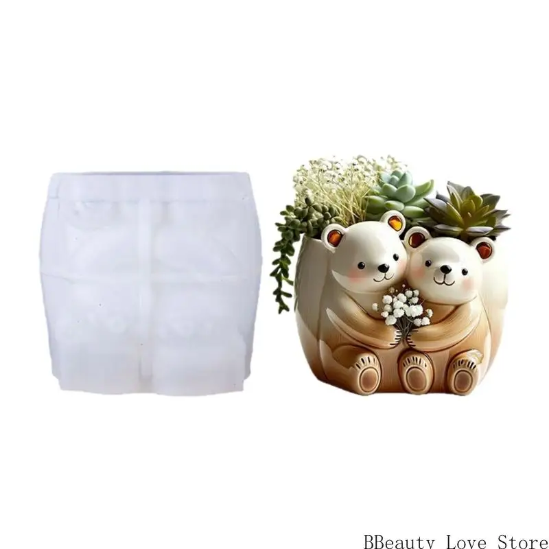 

Прочная силиконовая форма медведя с цветами для создания уникальных кашпо из смолы и витрин для ювелирных изделий