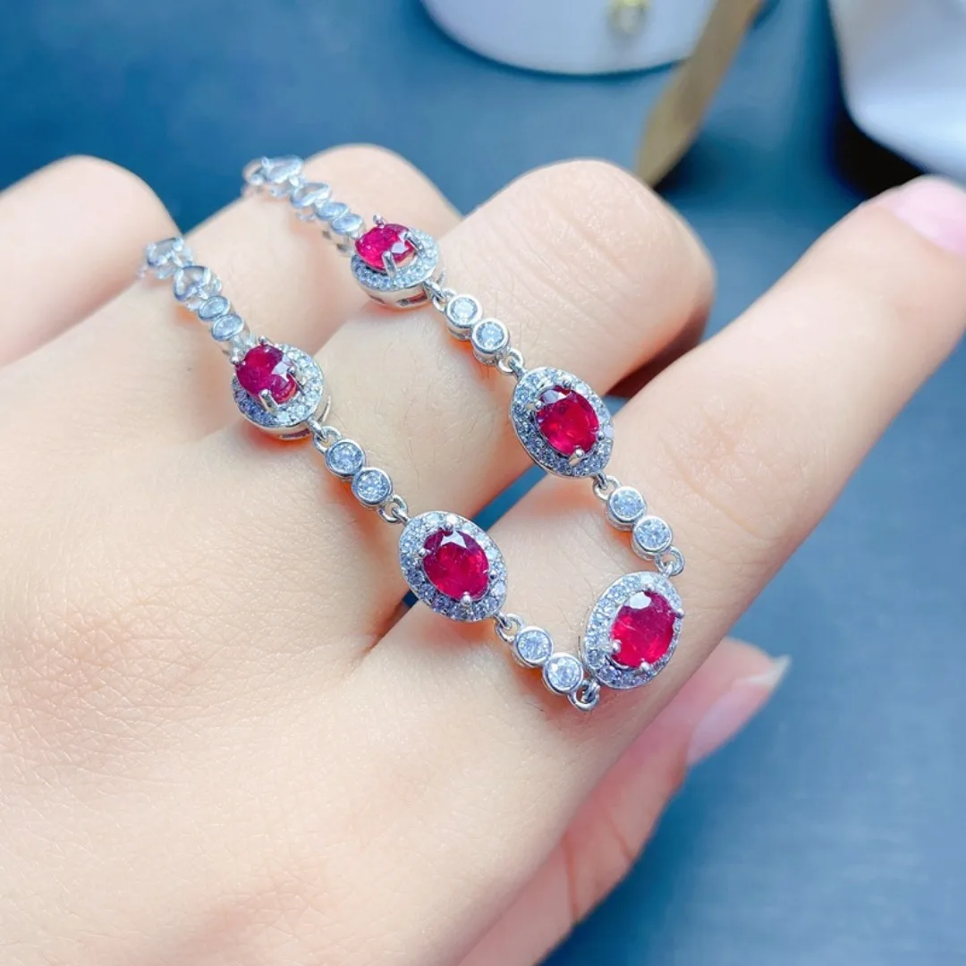 Deluxe Natural Ruby Bracelet S925 Sterling Silver for Women Bracelet Birthday Gift Beautifully Wrapped