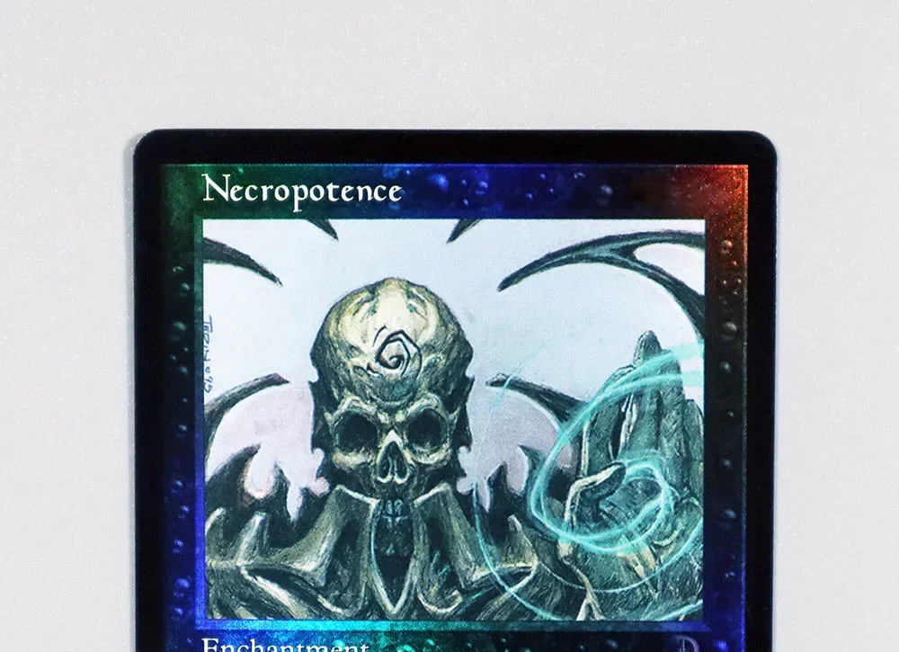 Necropotence holo / احباط TCG بطاقات الوكيل السحري لعبة جودة الوكيل جمع مجلس اللعب لعبة بطاقات التداول الوكيل