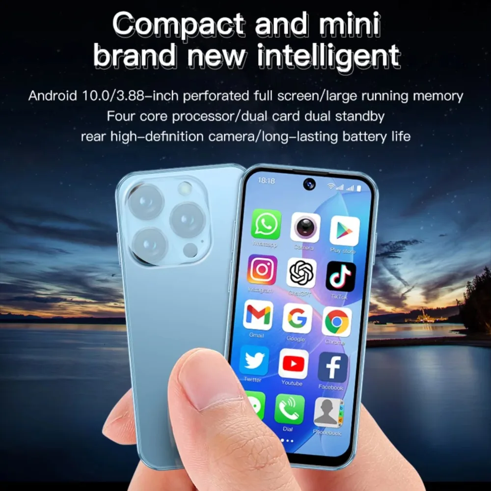 SOYES XS19 Mini Smartphone 3G Android 10.0 Dual SIM Standby 3.88‘’ HD 2GB+16GB 2000mAh Mobile Phone Type-C Cellphone Face Unlock