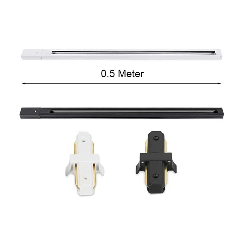 Imagem -01 - Alumínio Led Track Lamp e Spotlight Rail Bar 0.5 m Conjunto Completo para Linhas Track i T-l Connector Teto Track Acessórios aluminio led track lamp e spotlight rail bar 05 m conjunto completo para linhas track i t l connector teto track acessorios 01