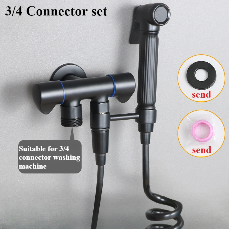 1/2 "3/4"/Connettore con fibbia Valvola ad angolo a tre vie Set di pistole a spruzzo per WC WC Mate Bidet Ottone Supercharging Accessori per il bagno
