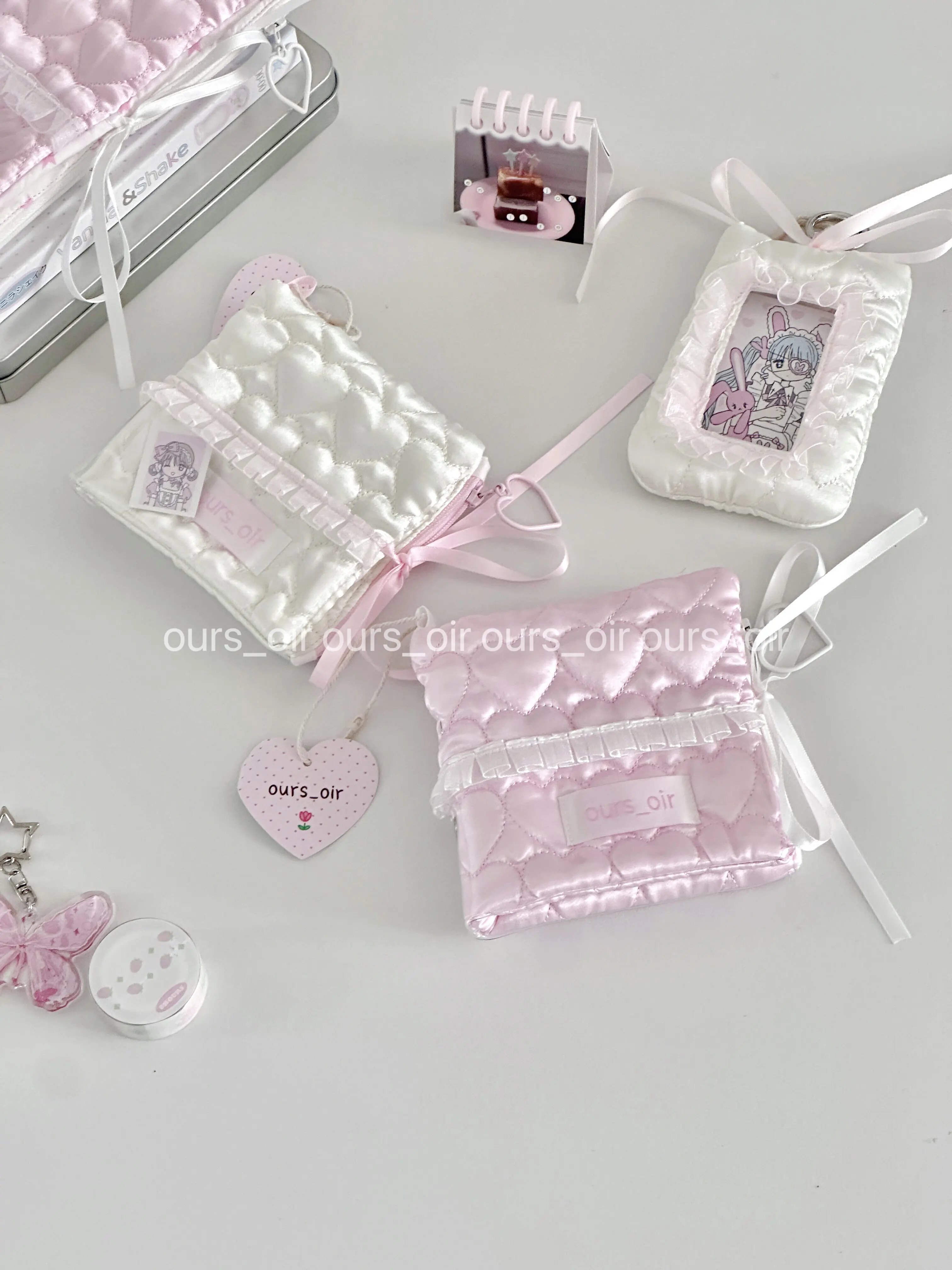 Satin Ballet Heart Photo Binder Fluffy Padded & Vintage Ins Aesthetic Album for 3” Polaroid and Idol Cards Storage Korean 포카 바인더