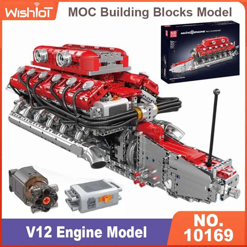 

Модель двигателя Mold King 10169 V12, моторизованная имитационная модель, строительные блоки с электроприводом, 3472 шт., технические автомобильные детали
