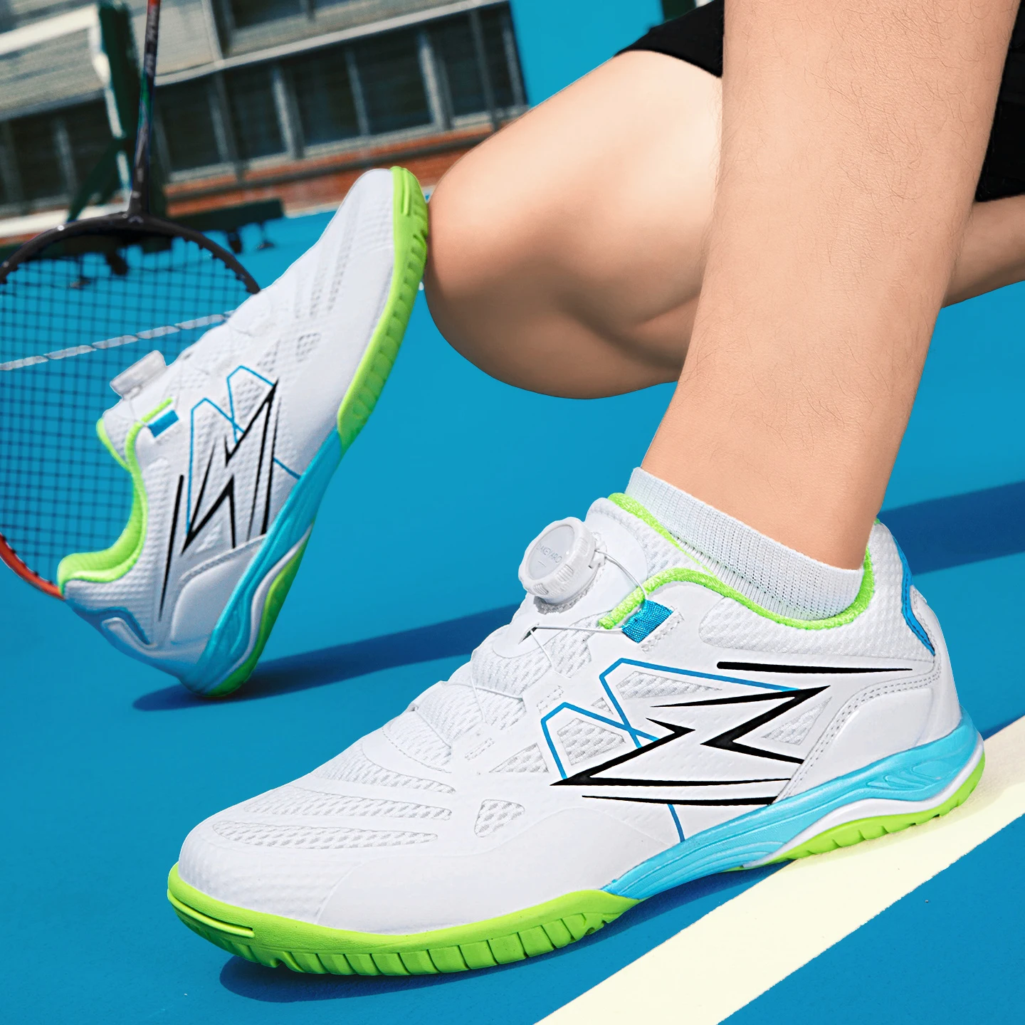 Herren Badmintonschuhe BOA Drehverschluss Atmungsaktives Mesh Rutschfeste Sohle Leicht Indoor Tennis Tischtennis Sportschuhe – Detail 7