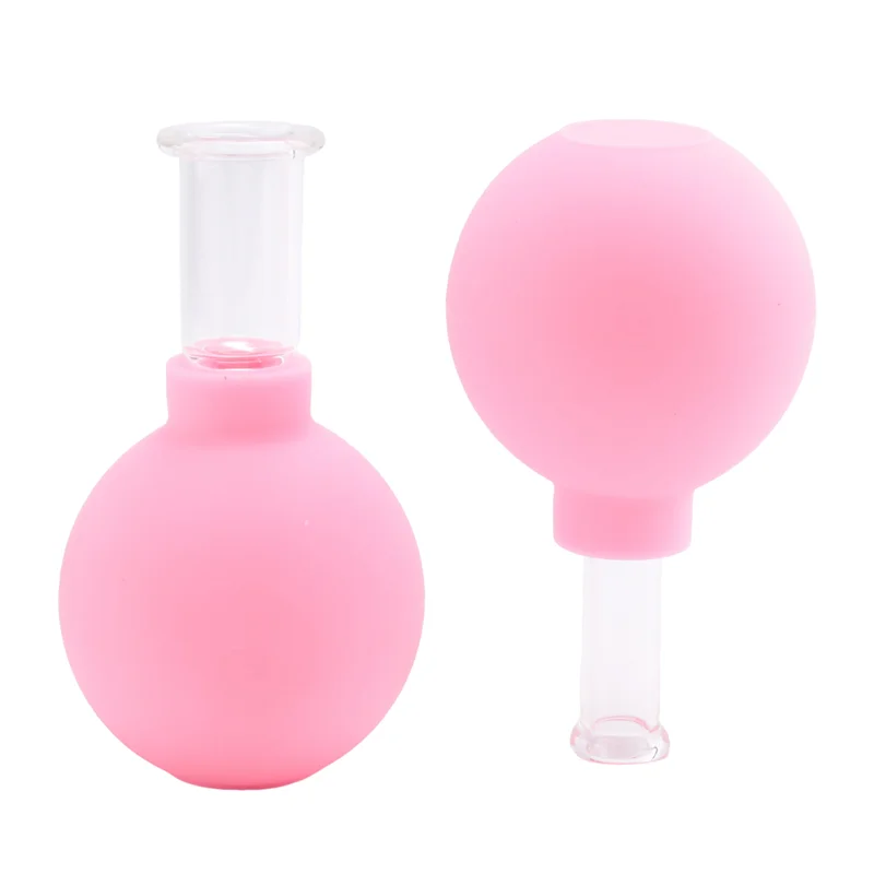 

A47F-2 шт., набор вакуумных чашек для банок, резиновая головка, стекло, антицеллюлитный массаж, китайская терапия, набор банок для лица, чашка для омоложения лица