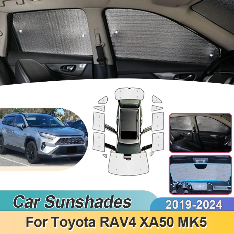 

Солнцезащитные шторки для автомобиля Toyota RAV4 XA50 MK5 2019-2024 2023, полные солнцезащитные накладки на лобовое стекло, затемняющие, с защитой от УФ-излучения, автомобильные аксессуары