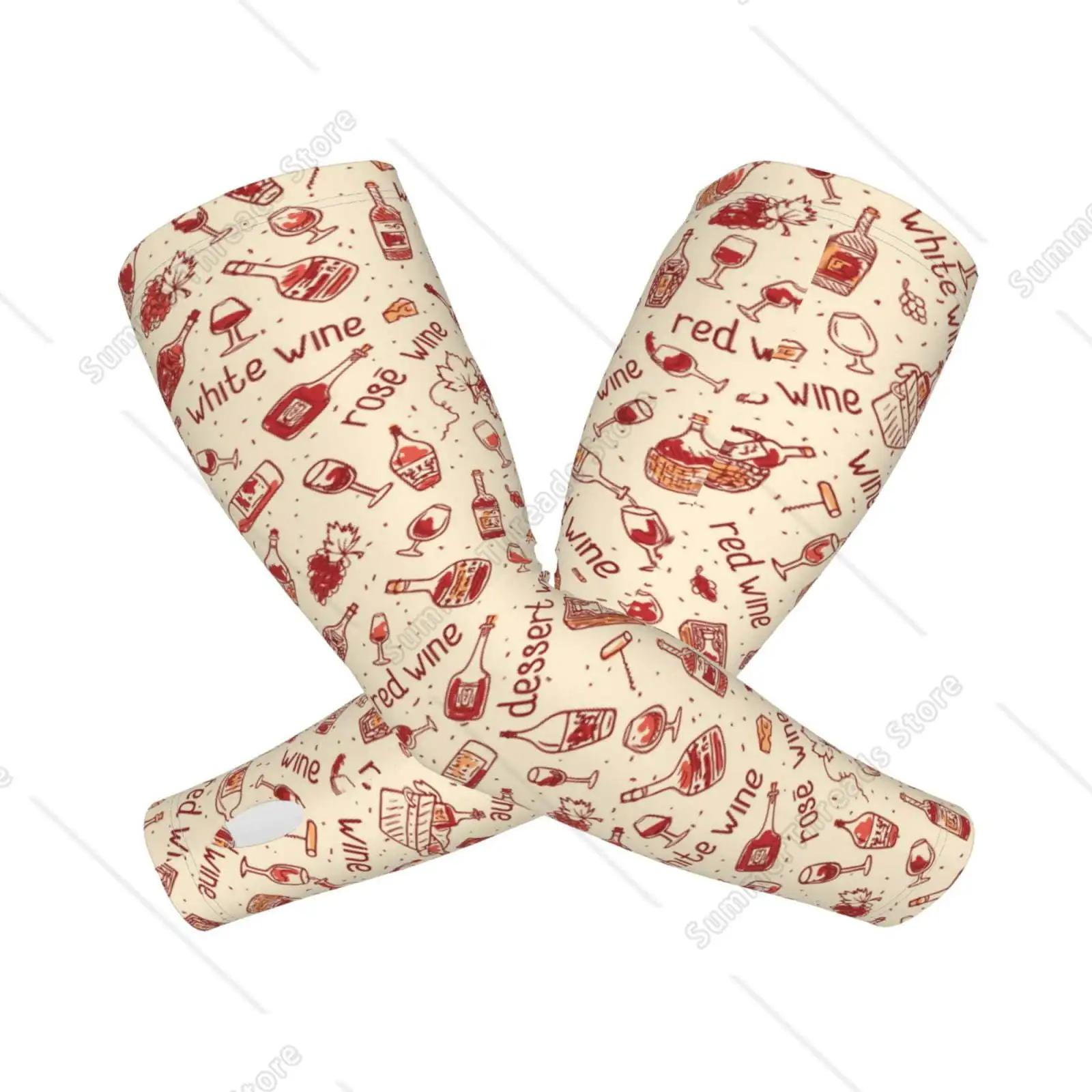 Red Wine Cooling Sleeves for Unsex, Arm Sleeves, UV Sun Protection Sleeve to Cover with Silicone Anti-Slip