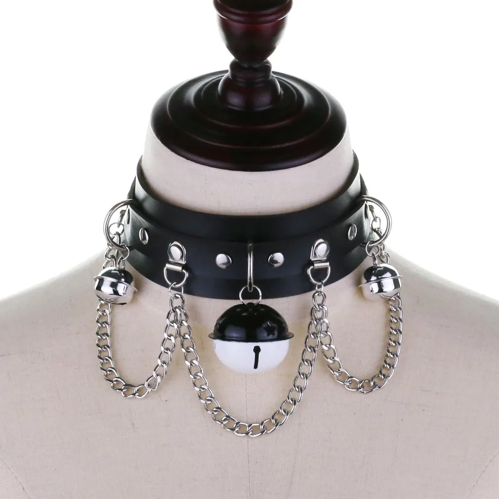 Bell Pendant Gothic Punk Choker Goth Chain Collar Dark Fashion Leather Harajuku Rock Necklace Witch Grunge Festival Accessories