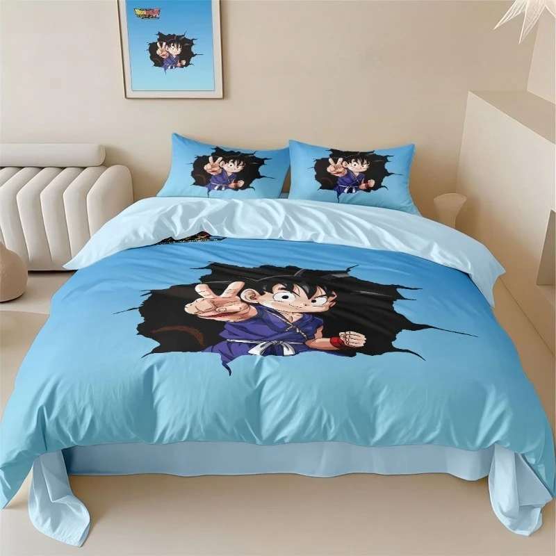 Neues Dragon Ball Son Goku vierteiliges Set mit stylischen, coolen Digitaldrucken, einfache, atmungsaktive und hautfreundliche Schlafzimmerbettwäsche. – Detail 2