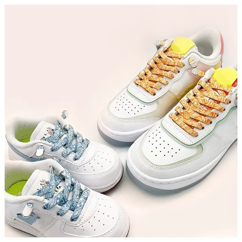 Cashew Flower Shoelaces Without Ties Flat Elastic Laces Sneaker End Metal Buckle for Men Women's Sports Shoes No Ties Shoelaces