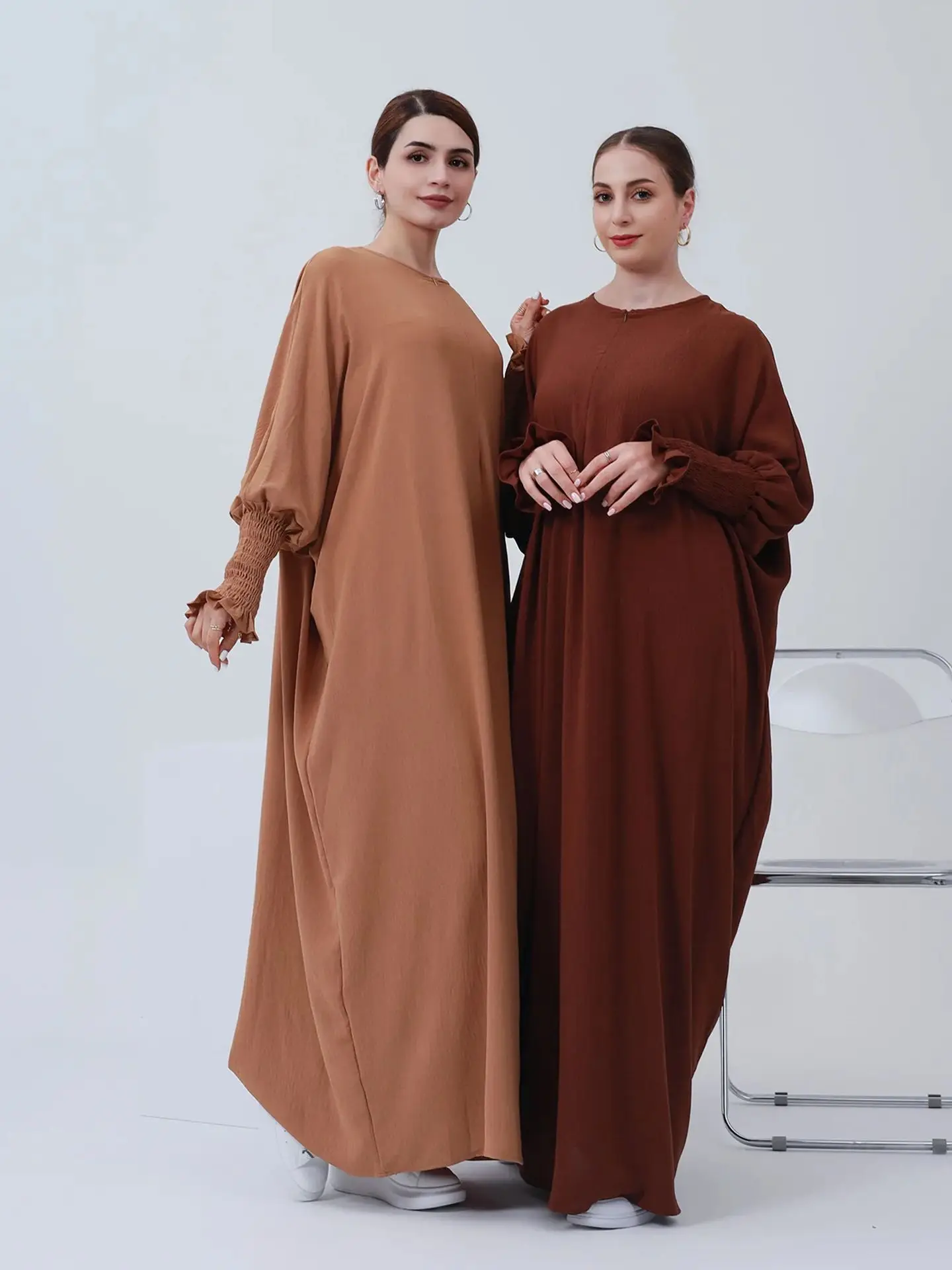 

Muslim Dress Woman Prayer Outfits Batwing Sleeve Dress Islamic Clothing Dubai Abaya Turkish Robe Ramadan Eid Scarf wy1902