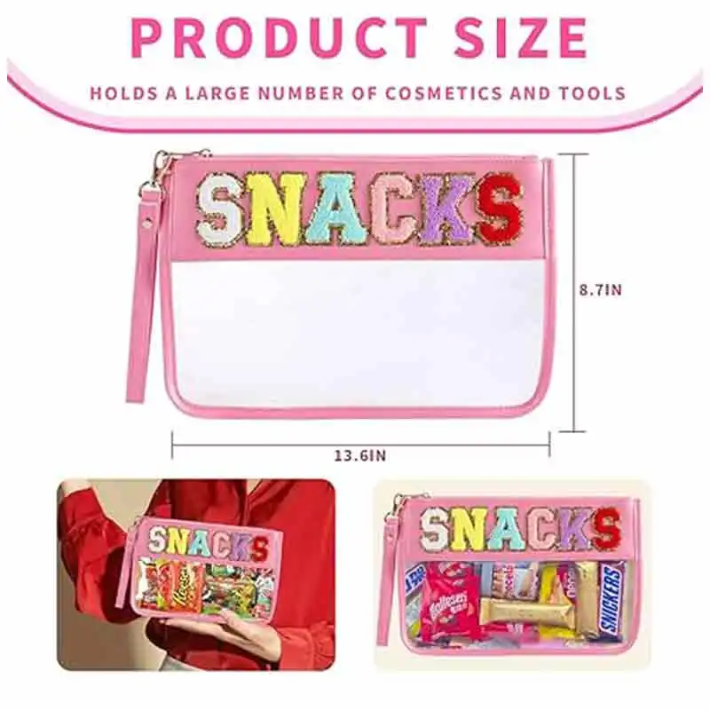 LB01 Snack Bag for Car Letter Flat Pouch With Zipper, Snack Bags for Kids