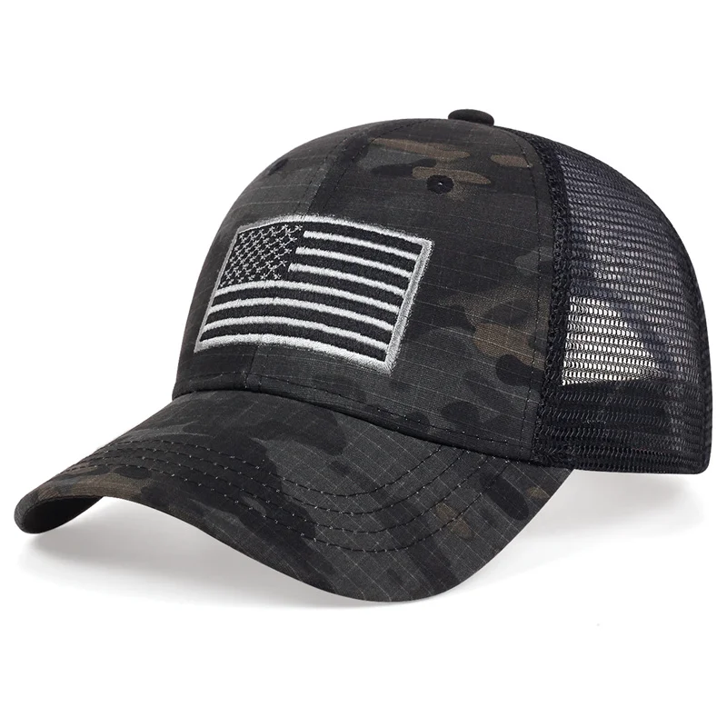 Unisex American Flag Embroidery Baseball Net Caps Spring and Summer Outdoor Adjustable Casual Hats Sunscreen Hat