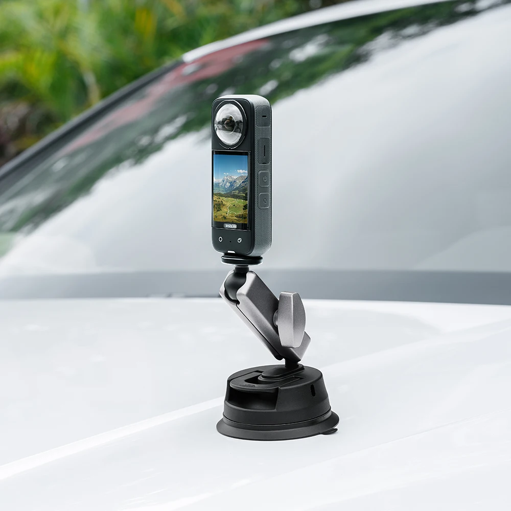 Car Phone Holder Suction Cup 360 Adjustable 1/4 Standard Adapter for GoPro DJI Insta360 X3 Smartphone Action Camera Accessory
