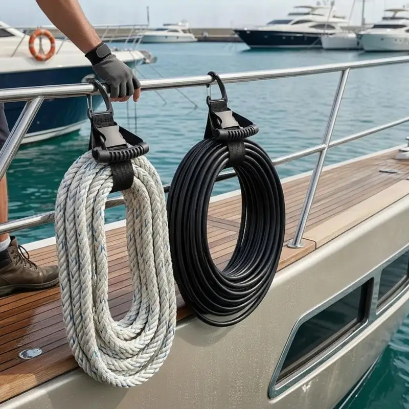exquisiteStorage Strap Heavy-Duty Hook Holder With Adjustable Buckle Nylon Heavy Cord Storage Straps Wire Management