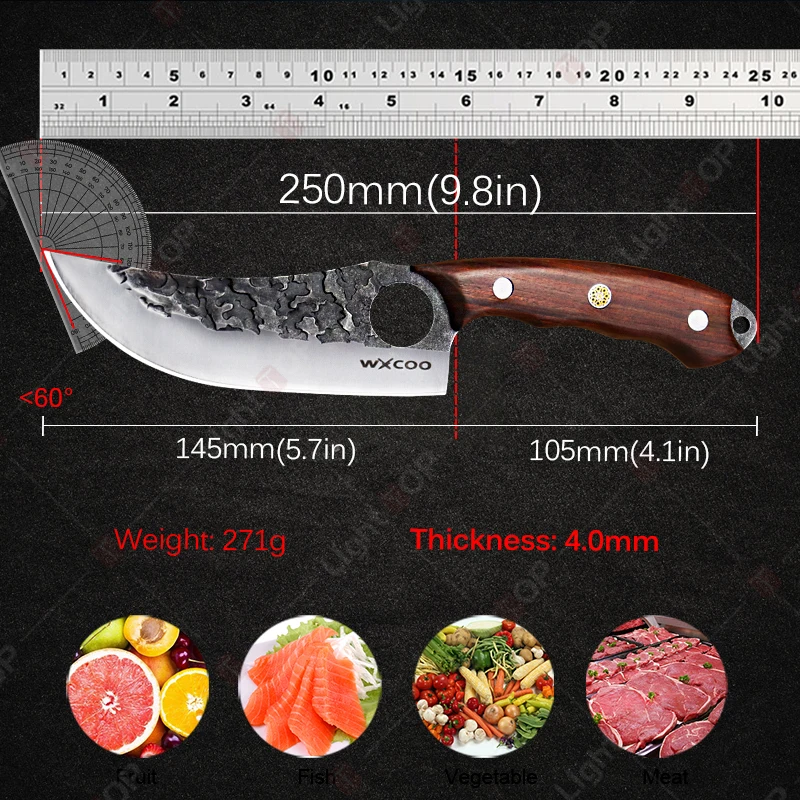 Stainless Steel Hand-forged Knives Kitchen Boning Knife Meat Cutting Fruit Peeler Cooking Chef Knife Perfect for Household