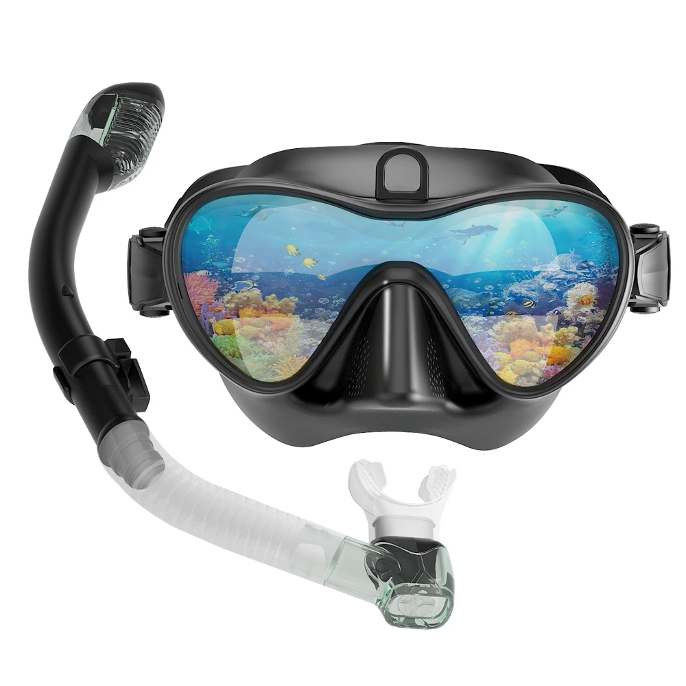 

Professional Adult Teens Snorkel Diving Scuba Package Set Gear Anti-Fog Coated Glass with Silicon Mouth Piece Purge Valve