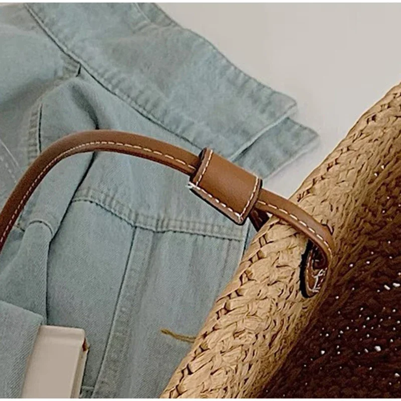 Neue Schulter Tasche Handgemachte Stroh Gewebt Große Kapazität Marke Hochwertige Korb Tasche Sommer Strand Urlaub Mode Handtasche Forwomen – Detail 7
