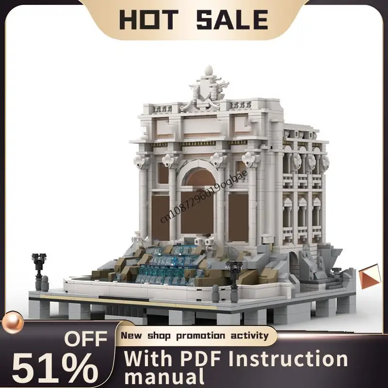 

Новинка, 1977 шт., хит продаж, вид на улицу, Moc, модульная модель фонтана Trevi, строительный блок, креативные идеи «сделай сам», детская игрушка, подарок на день рождения