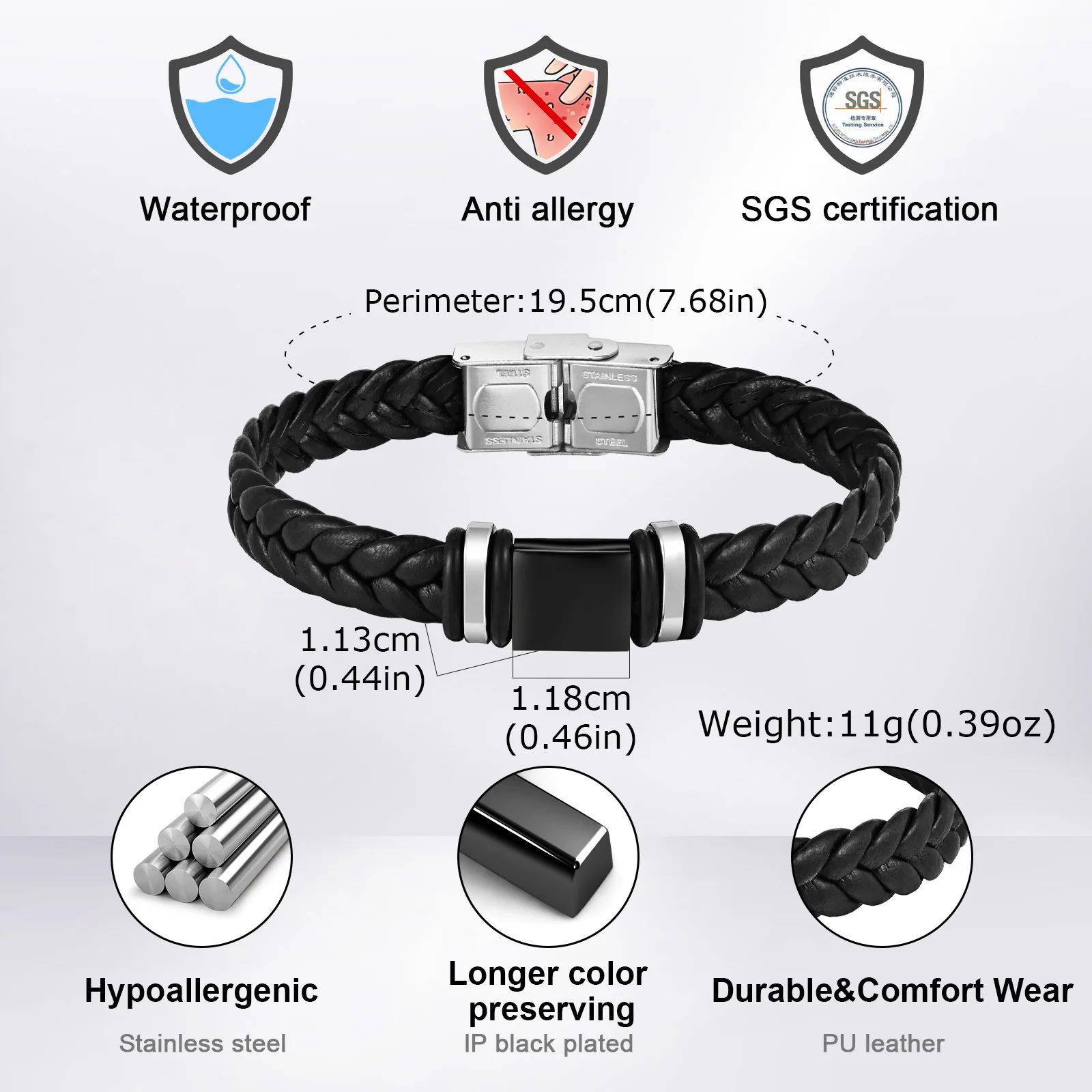 سوار جلدي بالأحرف الأولى للرجال والأولاد، سوار معصم منسوج من الفولاذ المقاوم للصدأ A-Z مكون من 26 حرفًا، هدية مجوهرات كاجوال للزوج الأب