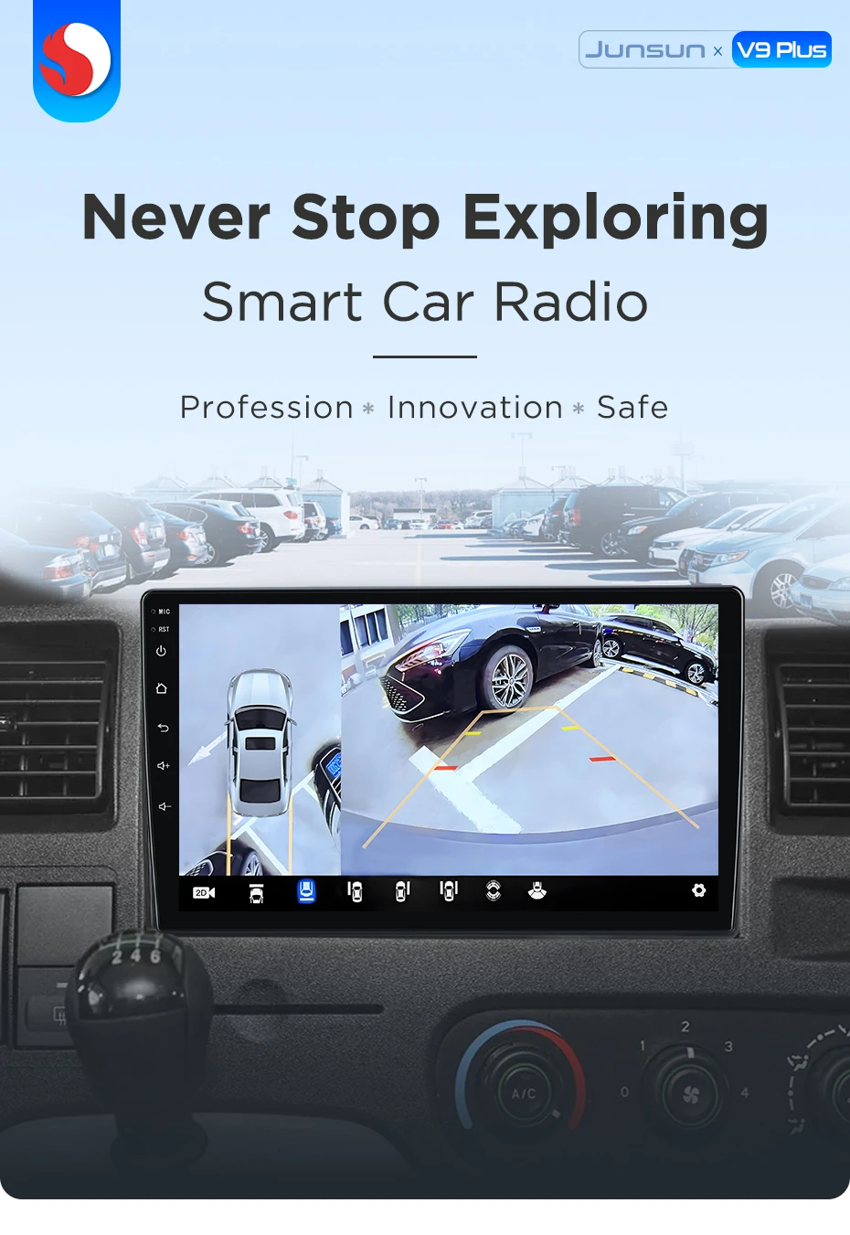 Junsun 360 ° Panorama-Kamera-Autoradio für Ford New Transit 2009 - 2019 Wireless CarPlay Bildschirm Android Auto Stereo GPS Navi RDS – Detail 1