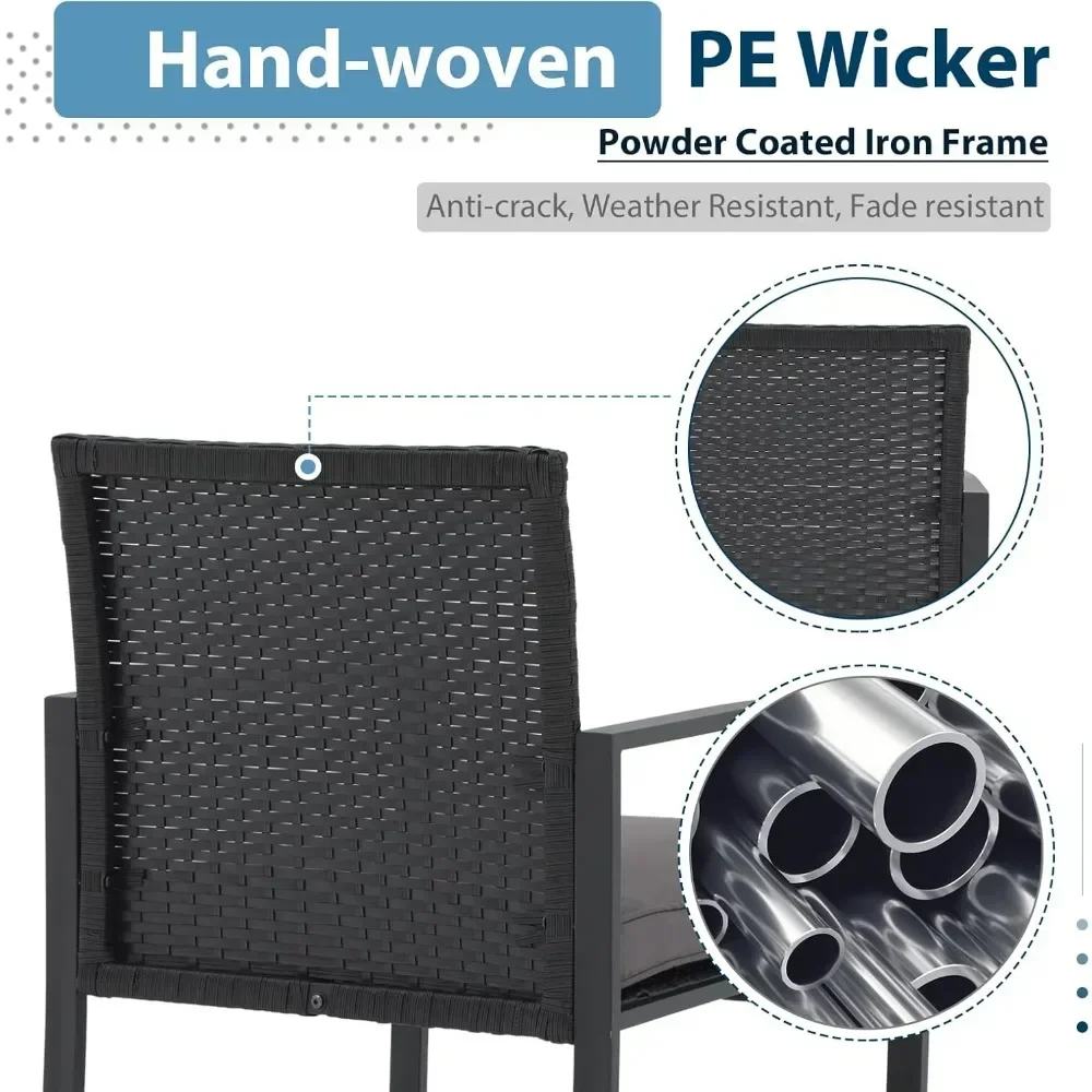 Bistro Set 5 Pieces Patio, Wicker Outdoor Patio Furniture Set, Modern Rattan Patio  23.7 X 22.7 X 30.2 Inches Chairs Ottomans