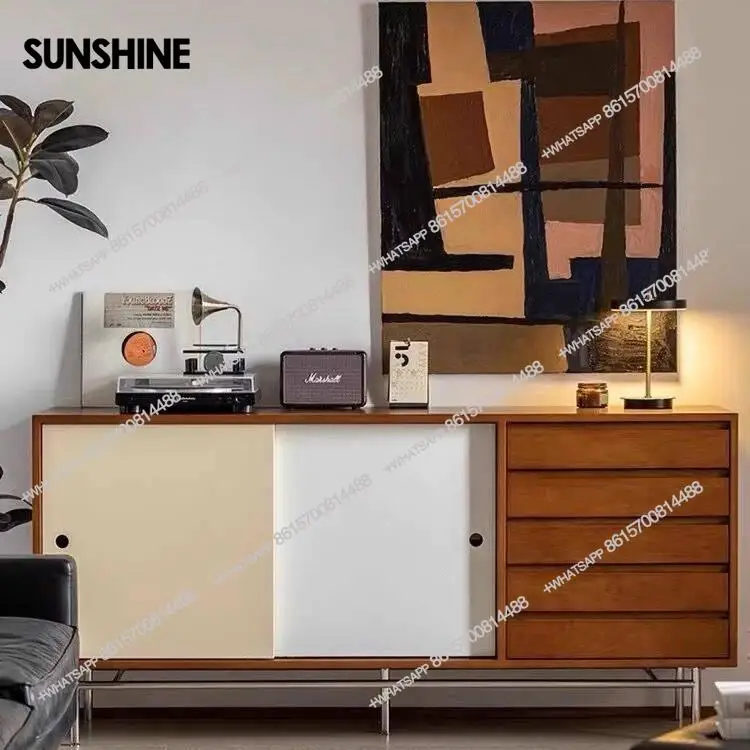 

Nordic side cabinet solid wood locker medieval living room display cabinet coffee cabinet simple modern home