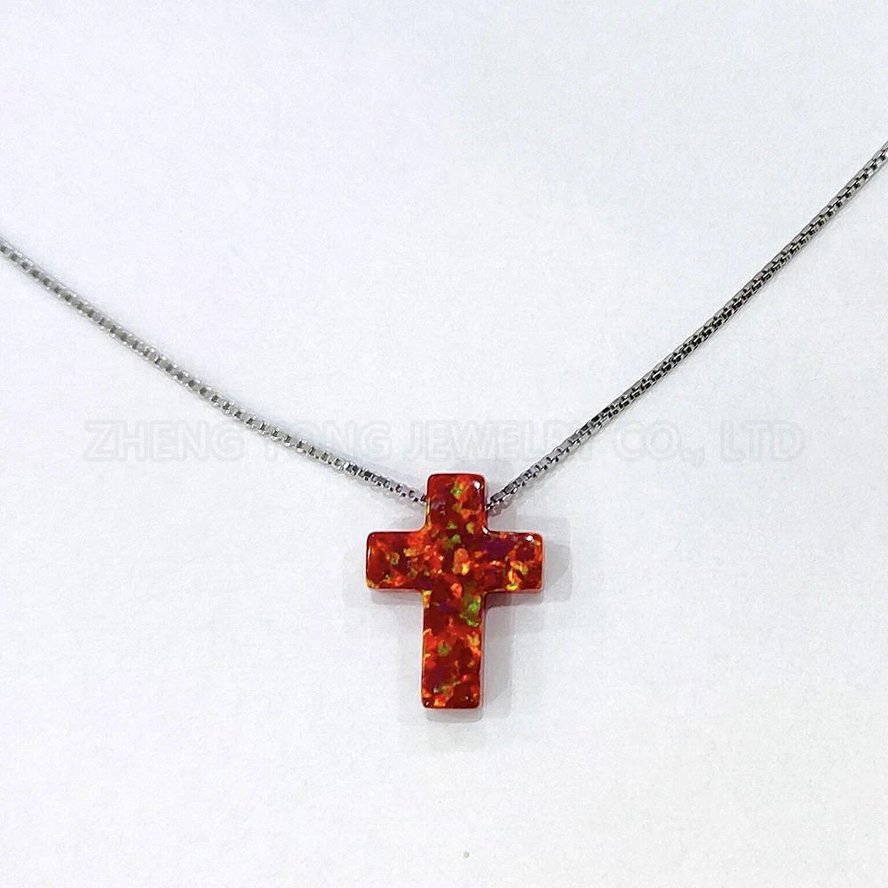 20pcs 50pcs/Lot Cross Beads for Jewelry Making Red Gemstone Synthetic Fire Opal OP45