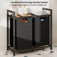 2 Grids Laundry Hamper with Wheels Movable Laundry Basket with 2 Drawers Large Laundry Dirty Clothes Toy Storage Organizer Rack