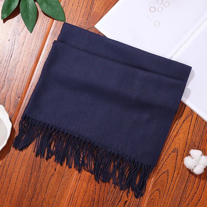 Stylish Basic Solid Color Scarf Simple Soft Warm Tassel Shawl Autumn Winter Windproof Decorative Wrapped Scarf Hijab Stoles