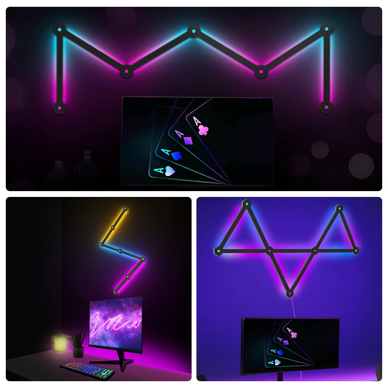 DIY Intelligent Splicing LED Light Strip – Music Sync, RGB 9 Colors, Remote Control, 2.4G Music Controller, Self-Adhesive & Snap