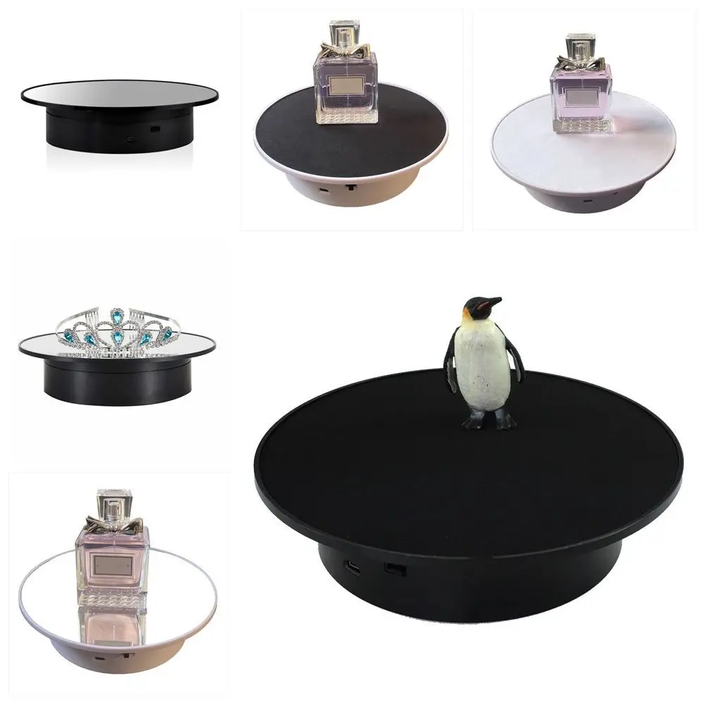 

2 in 1 Rotating Turntable 360° Rotation Motorized Electric Display Stand Jewelry Holder with Mirror Jewelry Display Platform