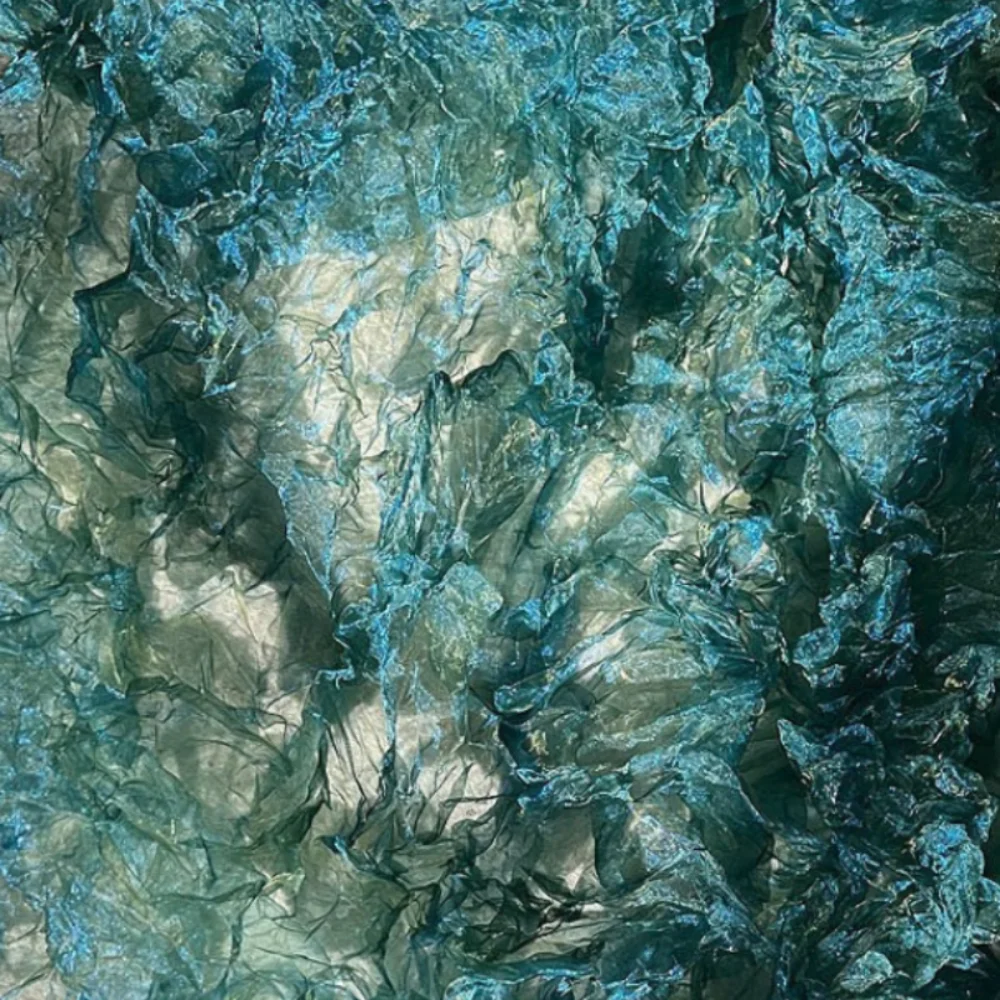 

Blue Crystal Crushed Gradient Mesh Fabric Wedding Background Decoration Dress Stage Performance Clothing Designer Sewing Cloth