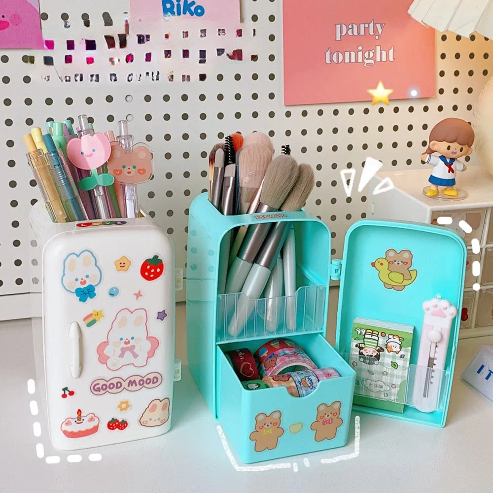 Japanese Creative Refrige Pen Holder Case Girls Cute Multifun Stationery Drawer Storage Box Kawaii Large-capacity Desk Organizer