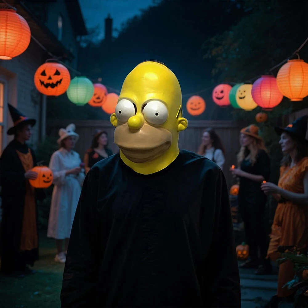 Anime los Simpsons máscara Homer Jay Simpson dibujos animados creativo Cosplay casco de látex Bart Simpson disfraz de fiesta de Halloween accesorios regalo