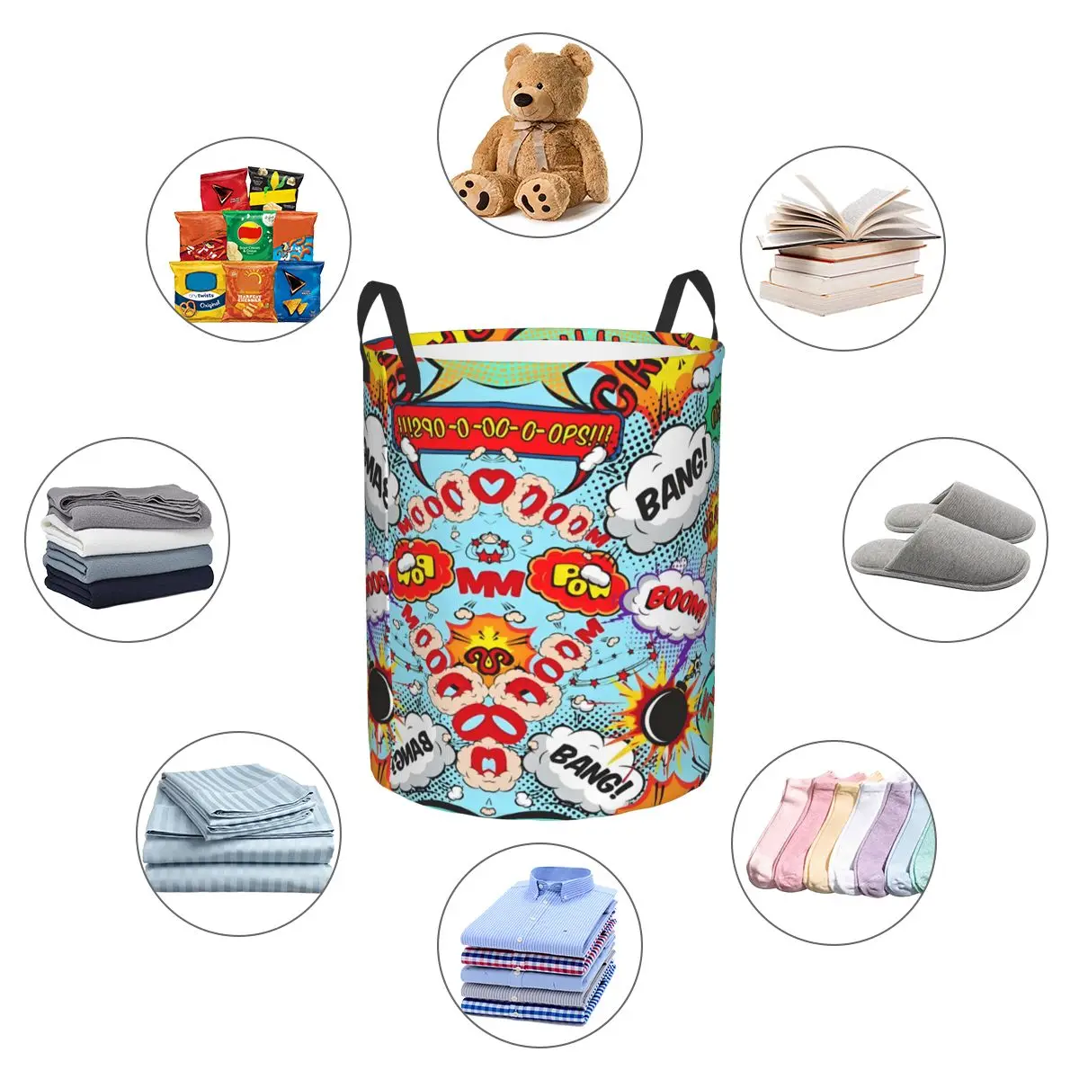Custom Bingo Laundry Basket Foldable Cards Game Clothes Toy Hamper Storage Bin for Kids Nursery