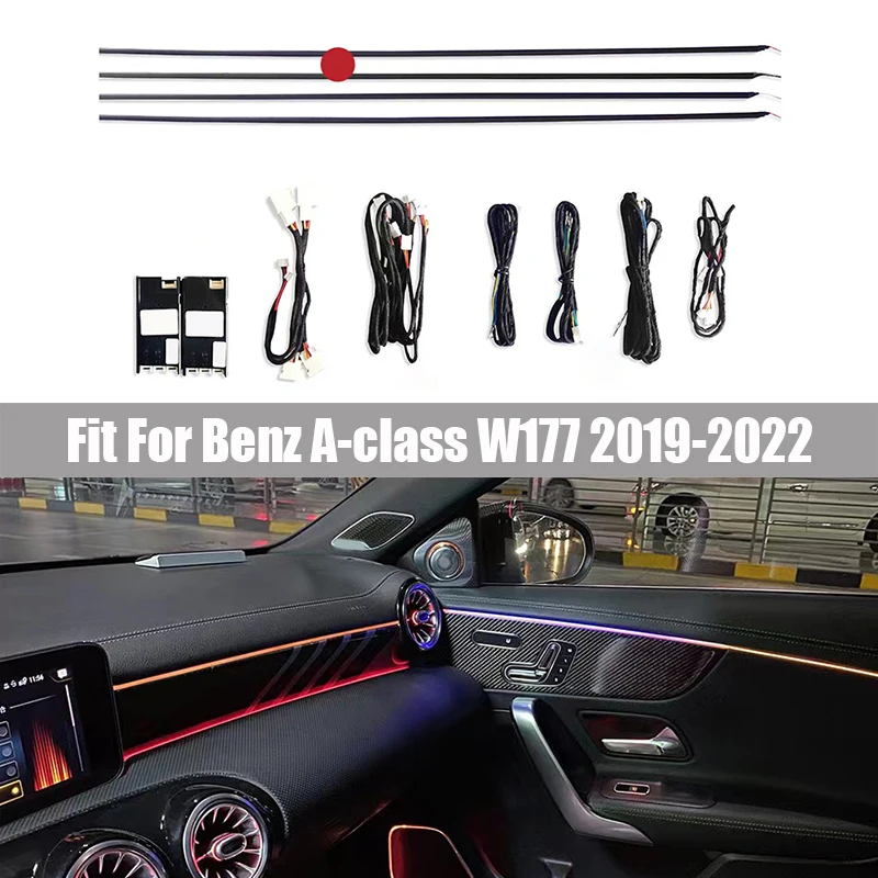 Suitable for Mercedes Benz A-Class W177 2019-2022 64 Colorful Active Atmosphere Lamp No Programming Synchronous Color Change