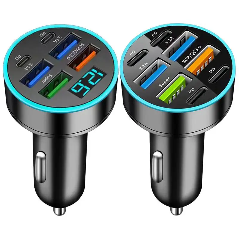 

New Crouch 66W Multi Ports USB Car Charger Type C Fast Charging Phone Charger In Car For Iphone Android USB Car Charger Adapter