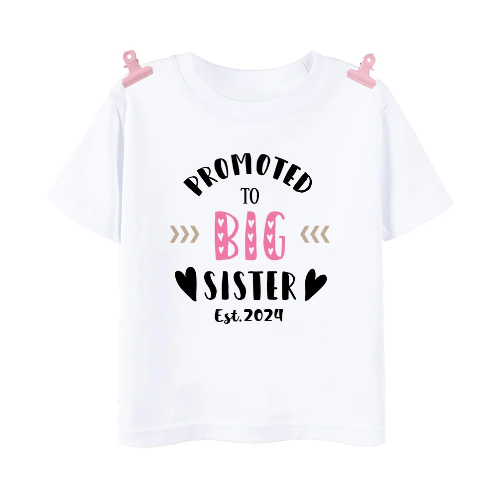 I\'m Going To Be A Big Sister Est 2024 Print T-shirt Baby Announcement T Shirt Girls Outfit Tops Toddler Tee Shirt Summer Clothes