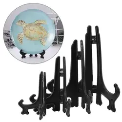 Black 3-12inch Plastic Easels Plate Display Stands Picture Frame Stand Holder Home Kitchen Decoration