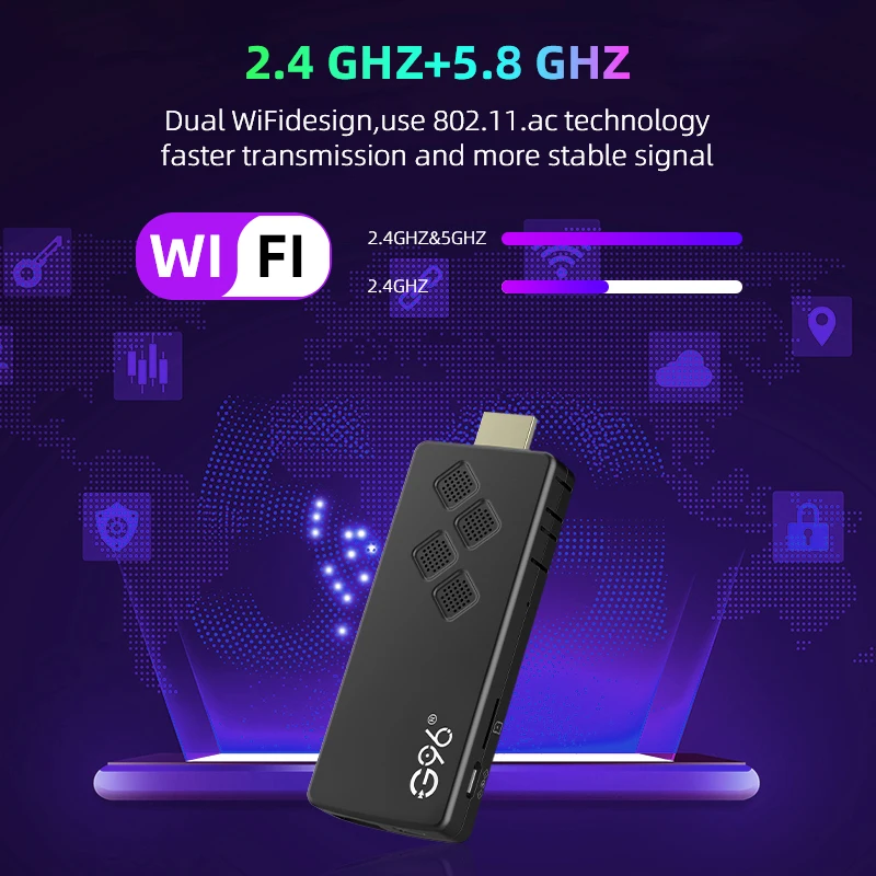 Versi Global Android13 G96 TV Stick 8K Portable Streaming Media 2GB 16GB Multi bahasa TV Dongle Allwinner H313 Quad Core