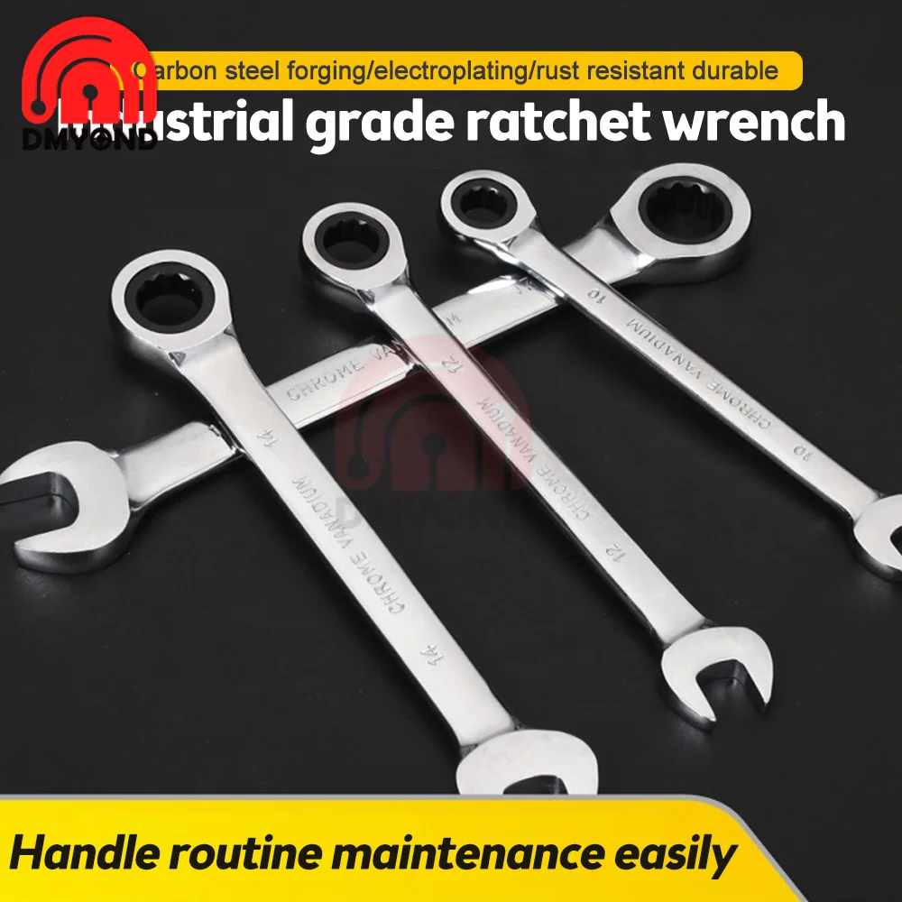 6,7,8,10,12,13,14,15,17mm Ratchet Spanner Combination Wrench Keys Gear Ring Tool Handle Chrome Vanadium Tool